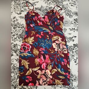 Floral Mini Dress with Scalloped Top